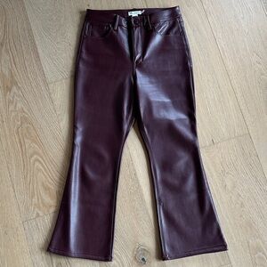 Good American Deep Burgundy Faux Leather Pants Size 6